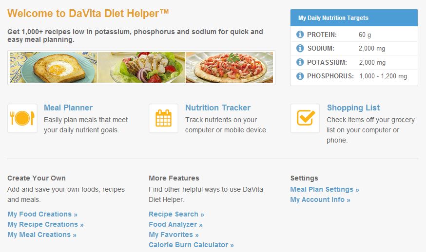 Welcome to DaVita Diet Helper
